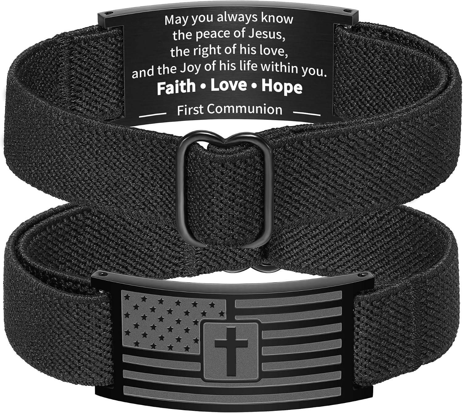 ✝ American Flag Cross Bracelet Bible Verse Christian Faith Patriotic Jewelry Gift for Men Boys