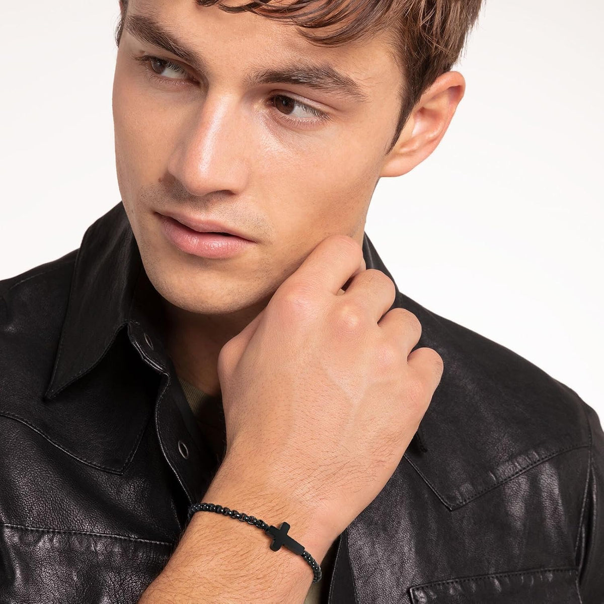 ✝ Men's Adjustable Cross Chain Bracelet Stainless Steel Christian Faith Religious Jewelry Gift for Men Women