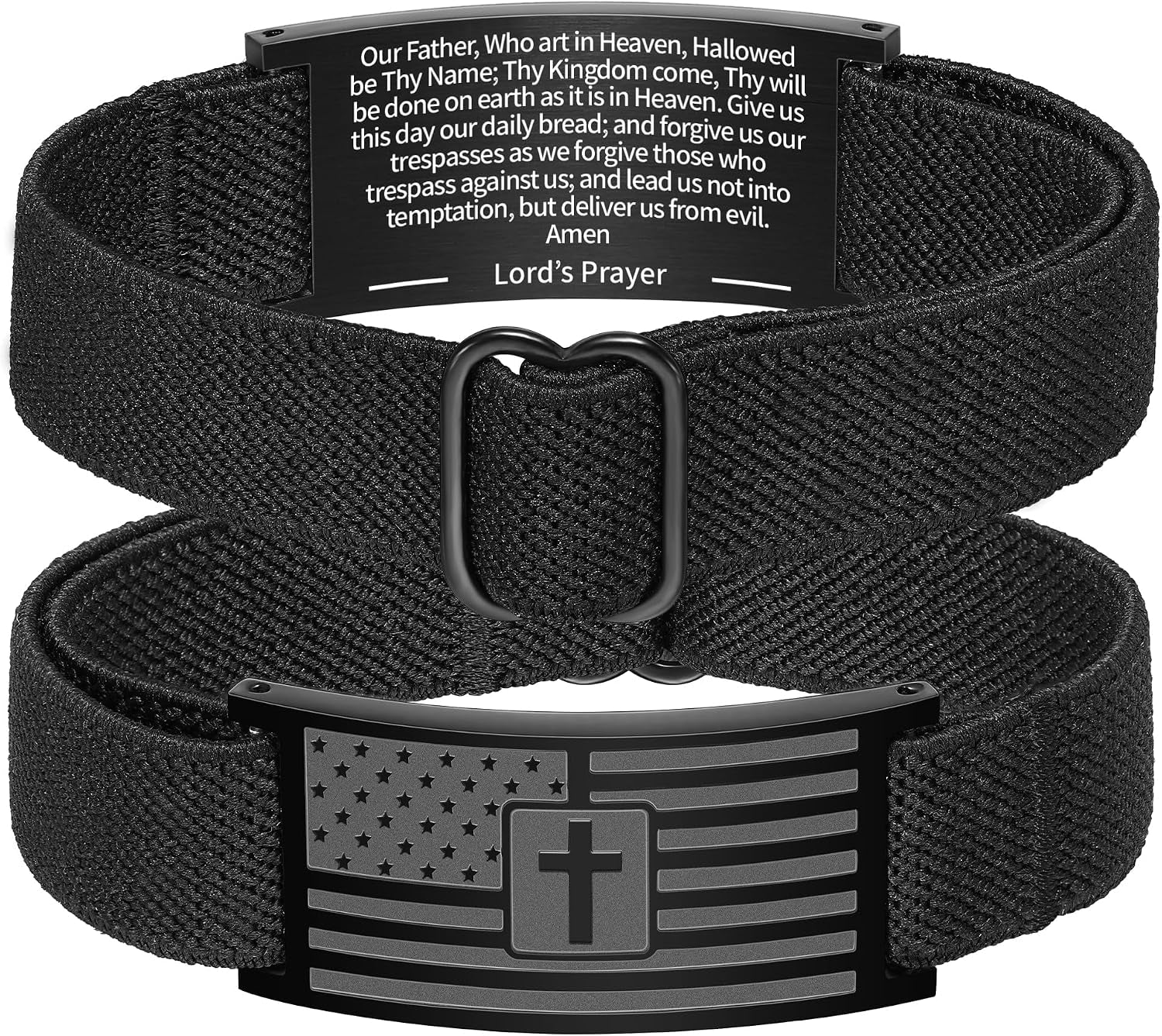 ✝ American Flag Cross Bracelet Bible Verse Christian Faith Patriotic Jewelry Gift for Men Boys