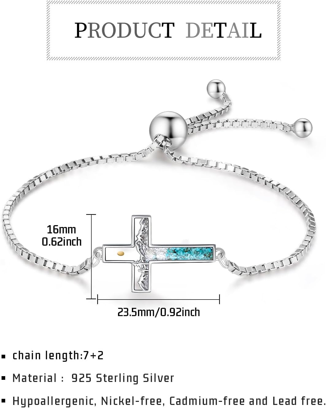 ✝ Women's 925 Sterling Silver Mustard Seed Cross Bracelet Christian Faith Jewelry Inspirational Gift Mom Wife