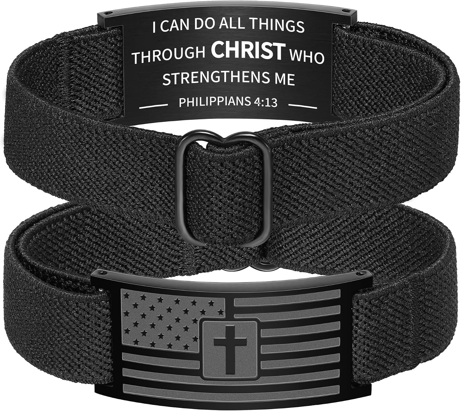 ✝ American Flag Cross Bracelet Bible Verse Christian Faith Patriotic Jewelry Gift for Men Boys