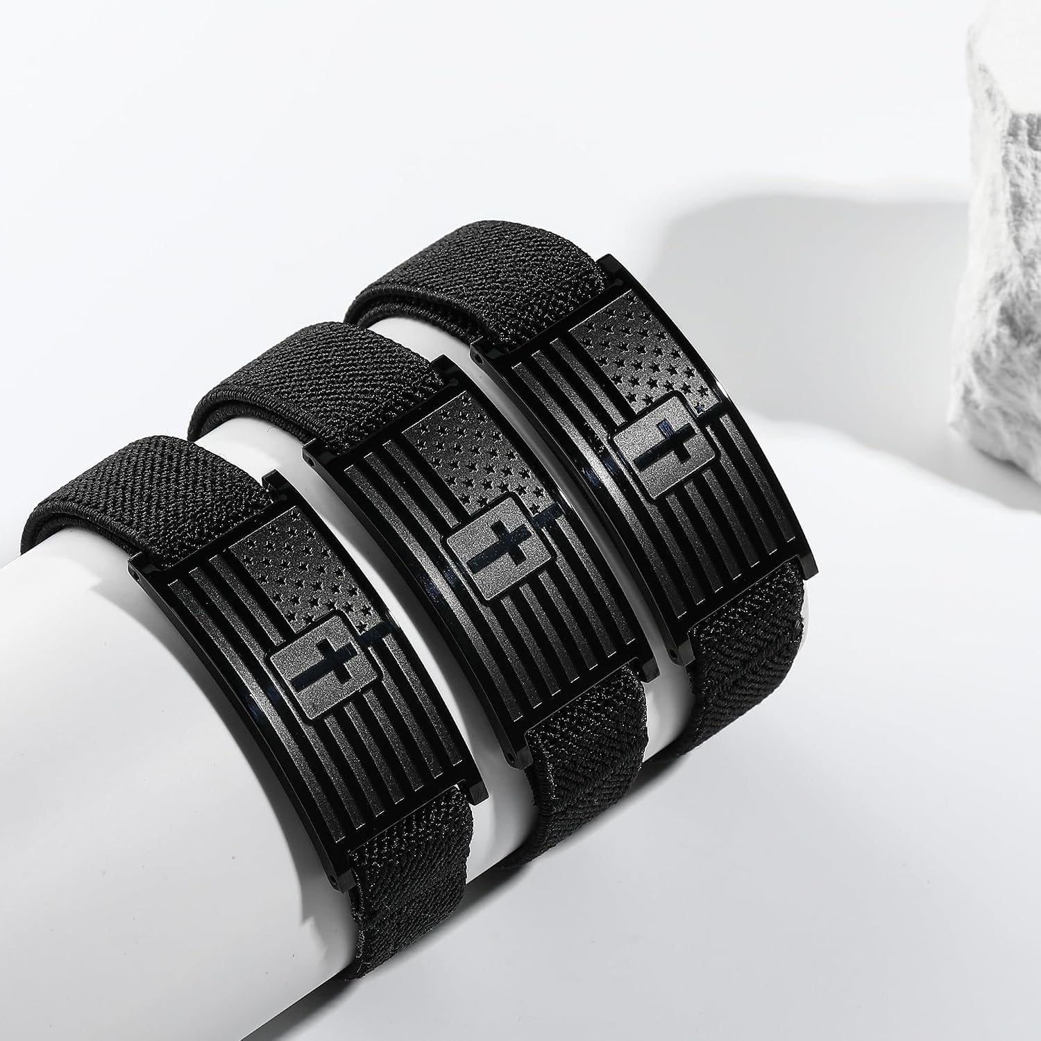 ✝ American Flag Cross Bracelet Bible Verse Christian Faith Patriotic Jewelry Gift for Men Boys