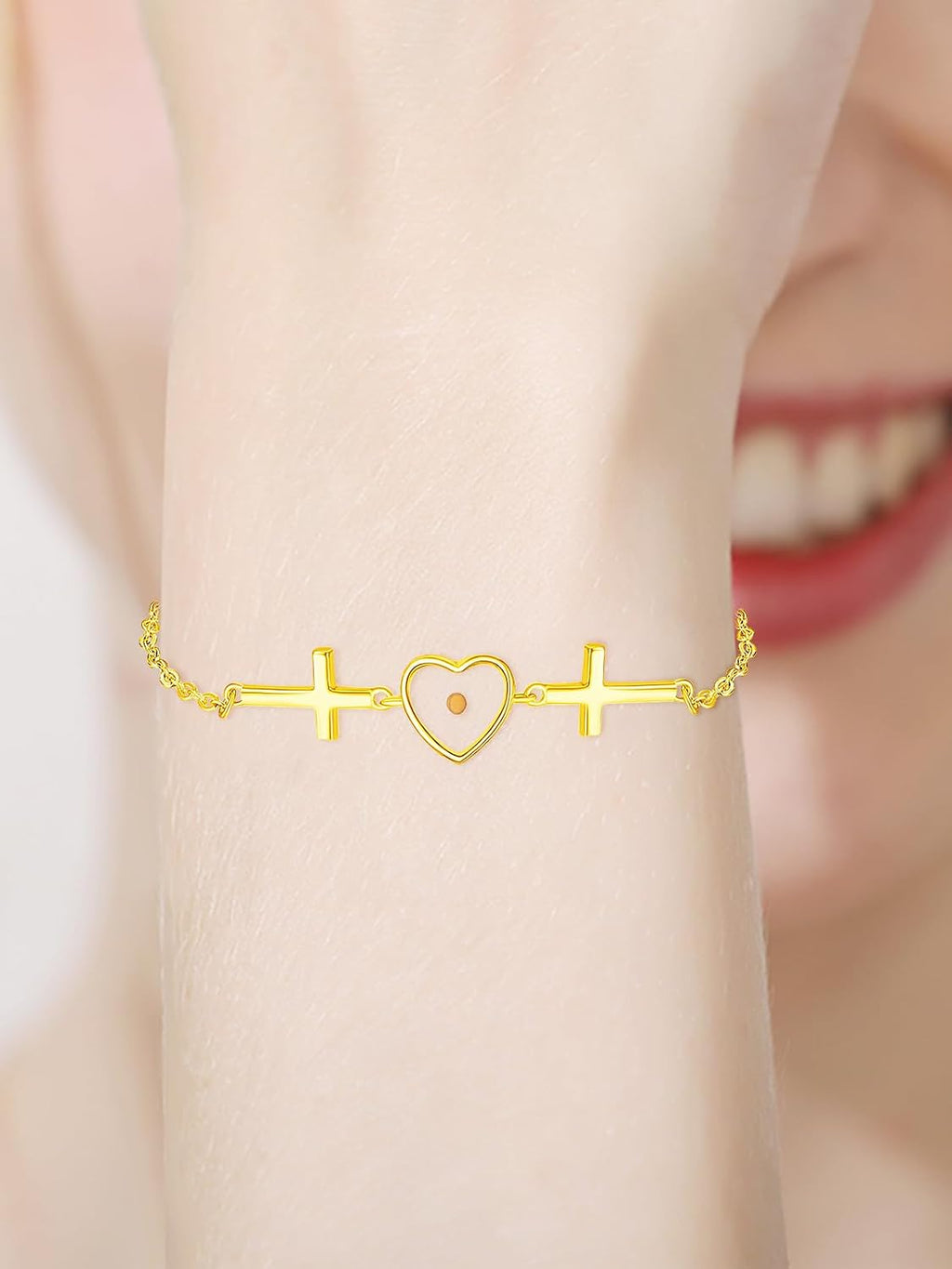 ✝ 925 Sterling Silver Mustard Seed Cross Bracelet for Women Christian Faith Religious Jewelry Gift