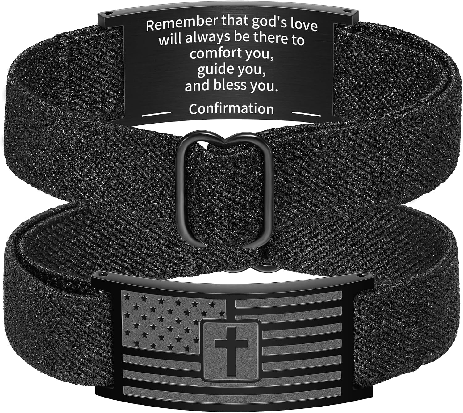 ✝ American Flag Cross Bracelet Bible Verse Christian Faith Patriotic Jewelry Gift for Men Boys