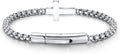 ✝ Men's Christian Cross Bracelet, Stainless Steel Rolo Chain Faith Jewelry Religious Gift