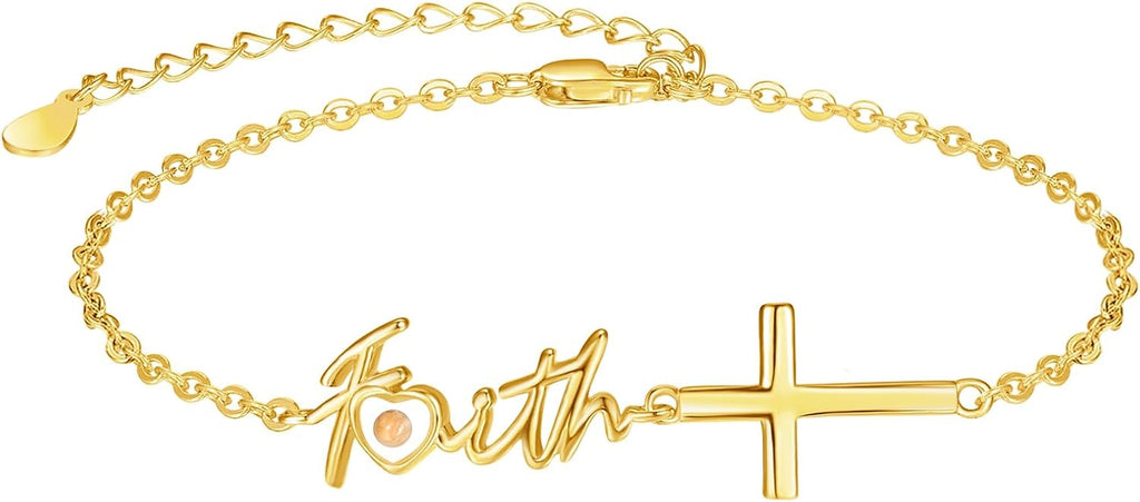 ✝ 925 Sterling Silver Mustard Seed Cross Bracelet for Women Christian Faith Religious Jewelry Gift
