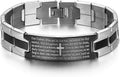 ✝ Men's Lord's Prayer Cross Bracelet, Stainless Steel Christian Bible Faith Jewelry Gift