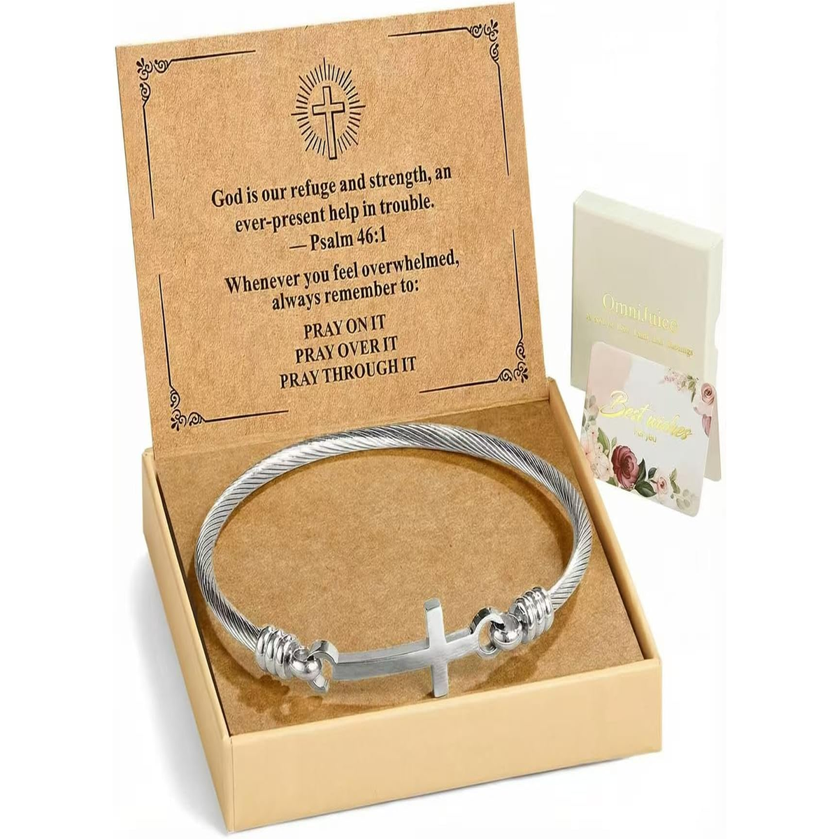 ✝ Christian Bracelet for Women – Stainless Steel Cross Faith Bracelet Inspirational Religious Gift for Mom Daughter Sister Friend
