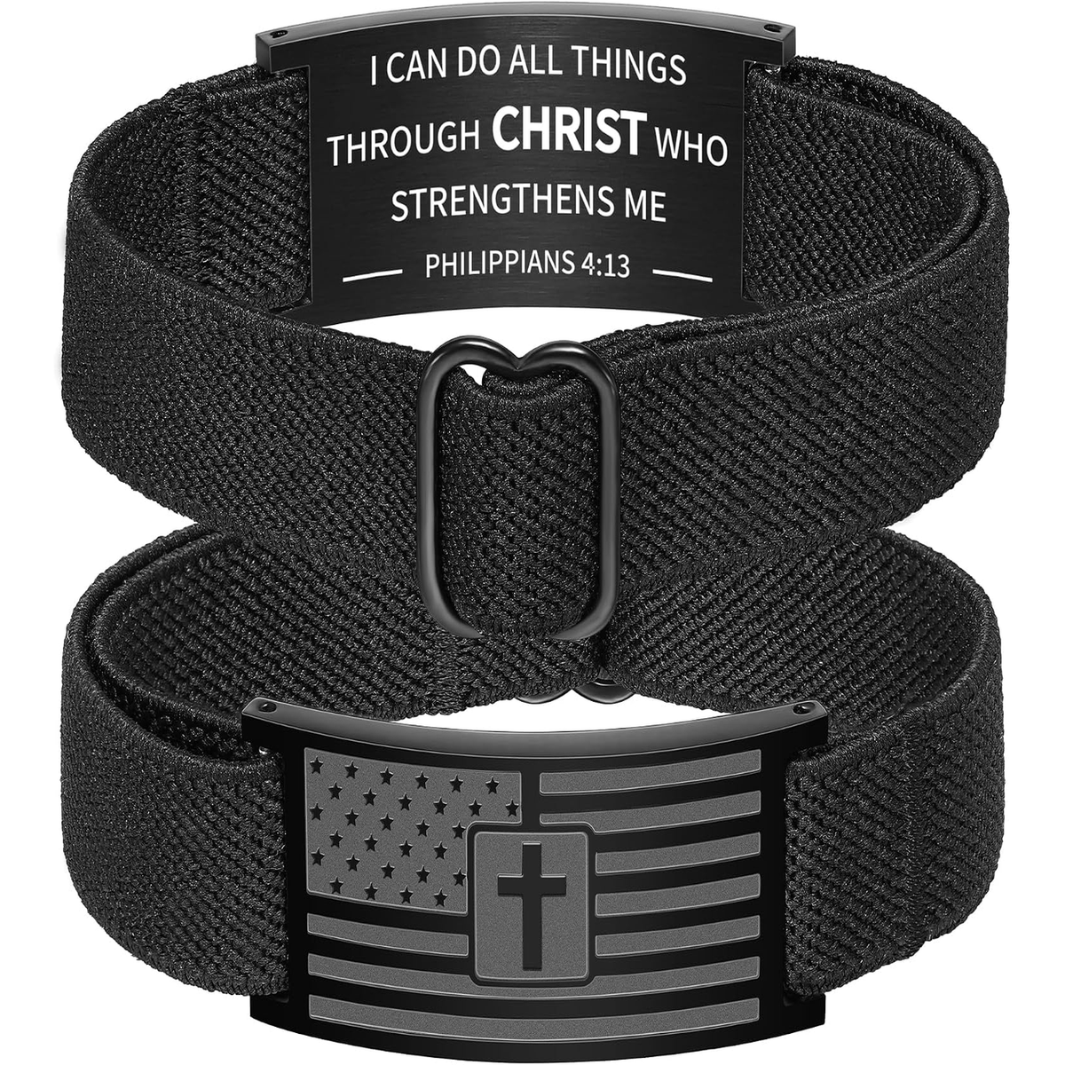 ✝ American Flag Cross Bracelet Bible Verse Christian Faith Patriotic Jewelry Gift for Men Boys
