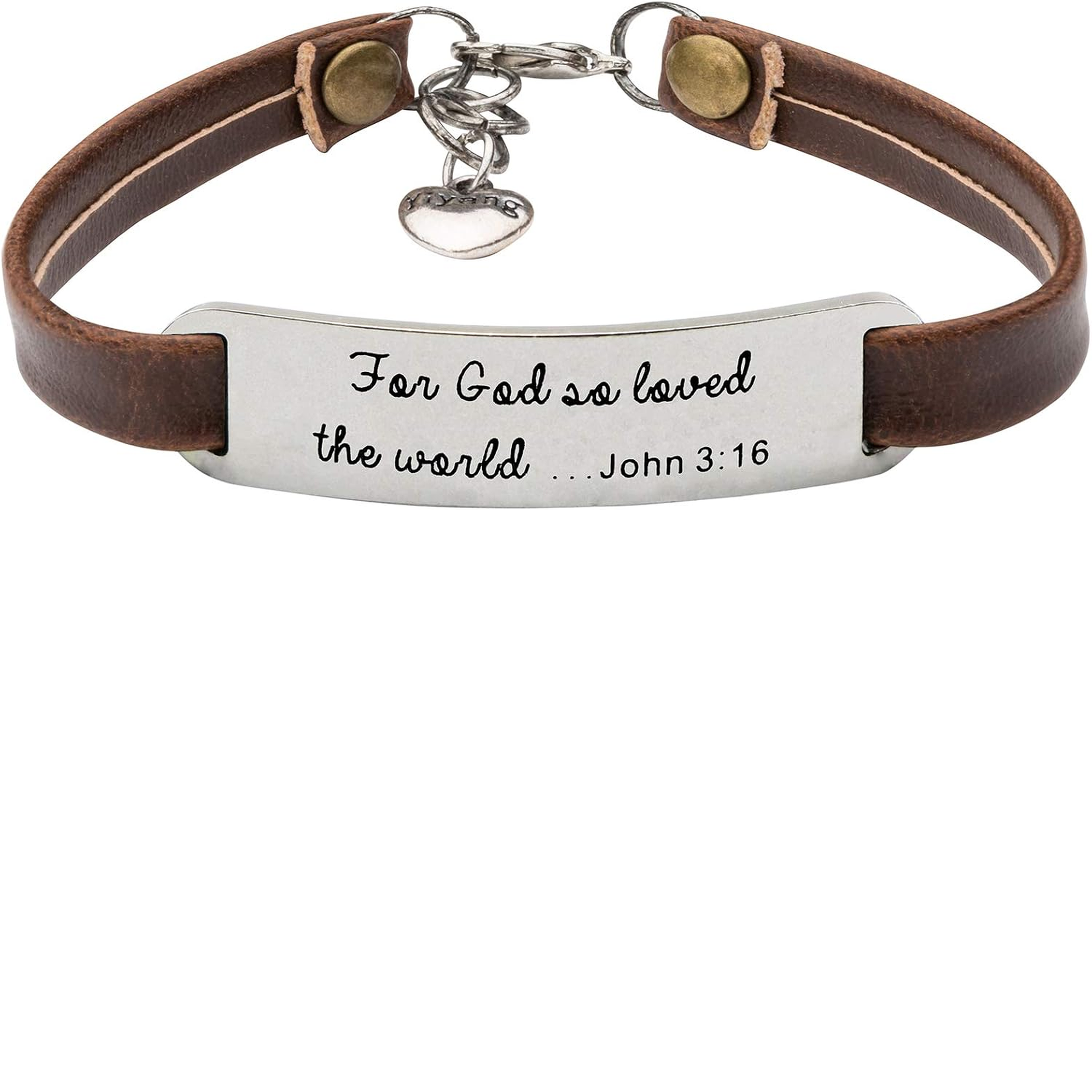 ✝ Women's Christian Leather Faith Bracelet Inspirational Bible Verse Jewelry Religious Gift for Baptism Christmas Birthday Daughter Sister Friend