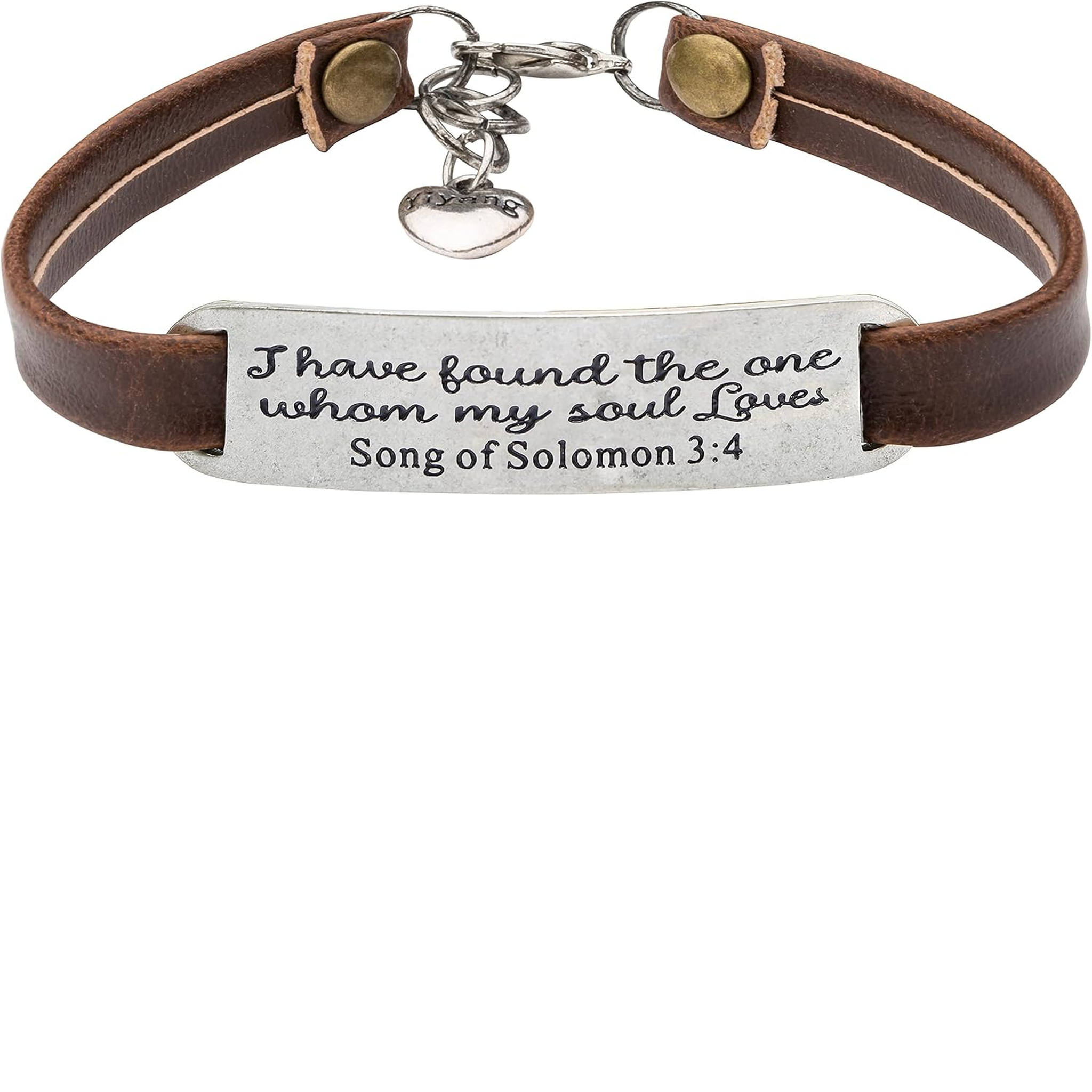 ✝ Women's Christian Leather Faith Bracelet Inspirational Bible Verse Jewelry Religious Gift for Baptism Christmas Birthday Daughter Sister Friend