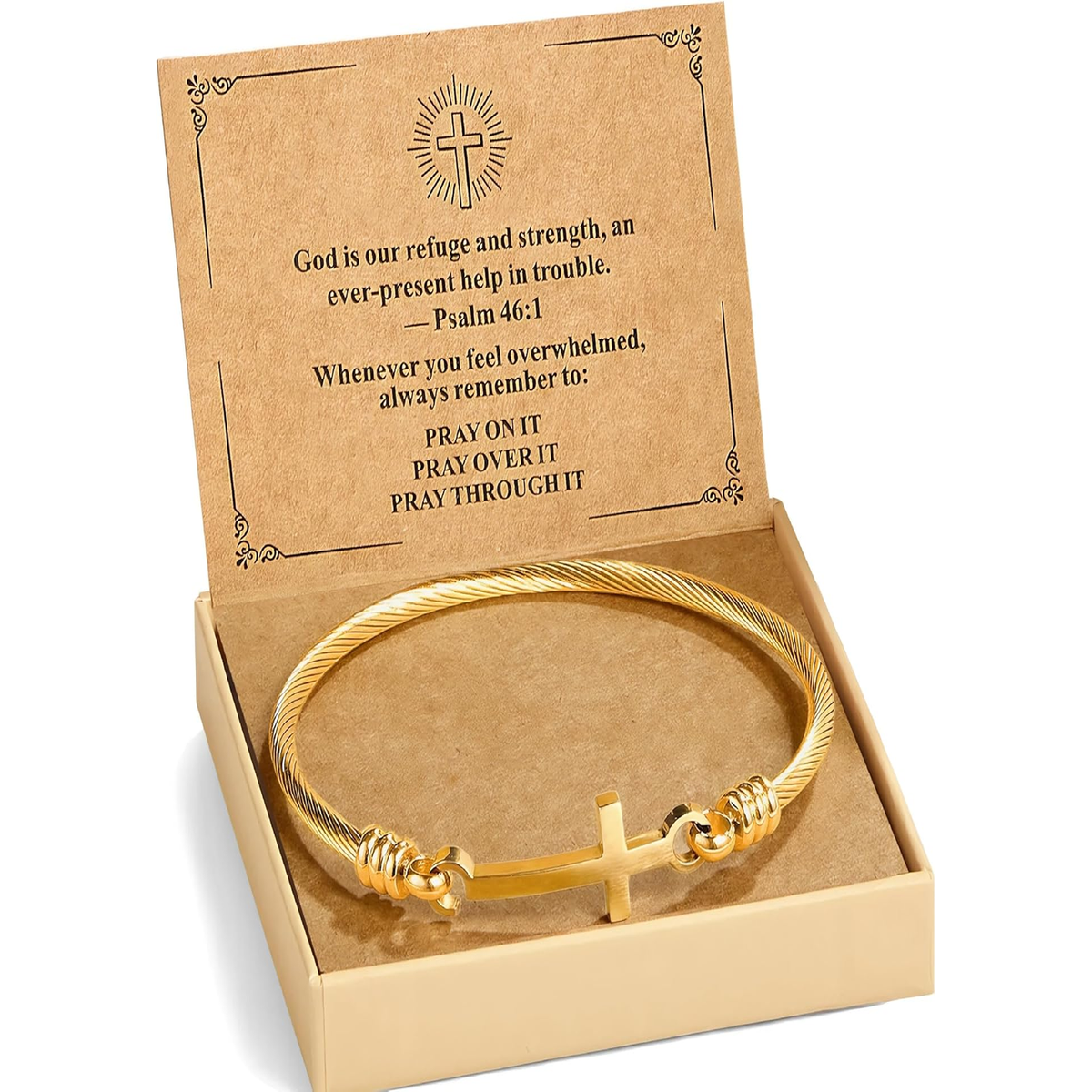✝ Christian Bracelet for Women – Stainless Steel Cross Faith Bracelet Inspirational Religious Gift for Mom Daughter Sister Friend