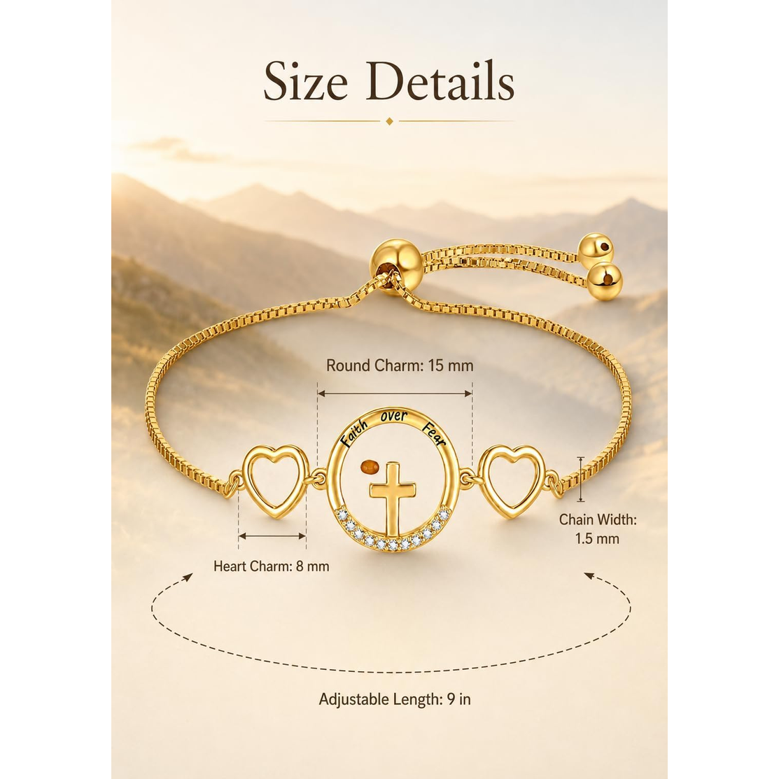 ✝ 14K Gold Mustard Seed Cross Bracelet for Women – Adjustable Faith Bracelet, Christian Religious Jewelry, Confirmation Baptism Gift for Mom Sister Friend