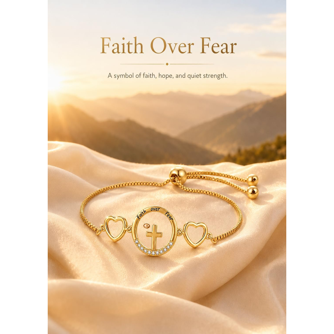 ✝ 14K Gold Mustard Seed Cross Bracelet for Women – Adjustable Faith Bracelet, Christian Religious Jewelry, Confirmation Baptism Gift for Mom Sister Friend
