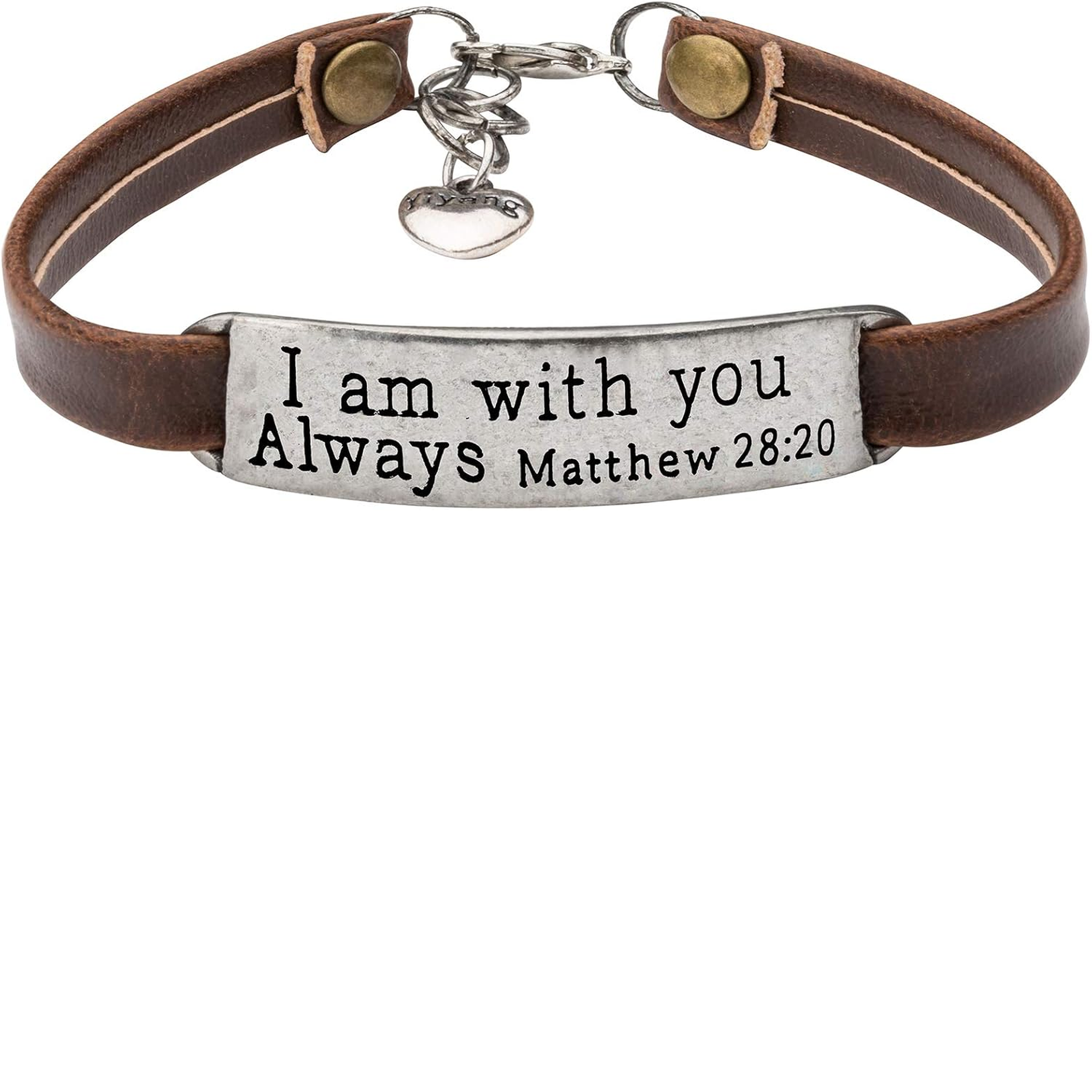 ✝ Women's Christian Leather Faith Bracelet Inspirational Bible Verse Jewelry Religious Gift for Baptism Christmas Birthday Daughter Sister Friend