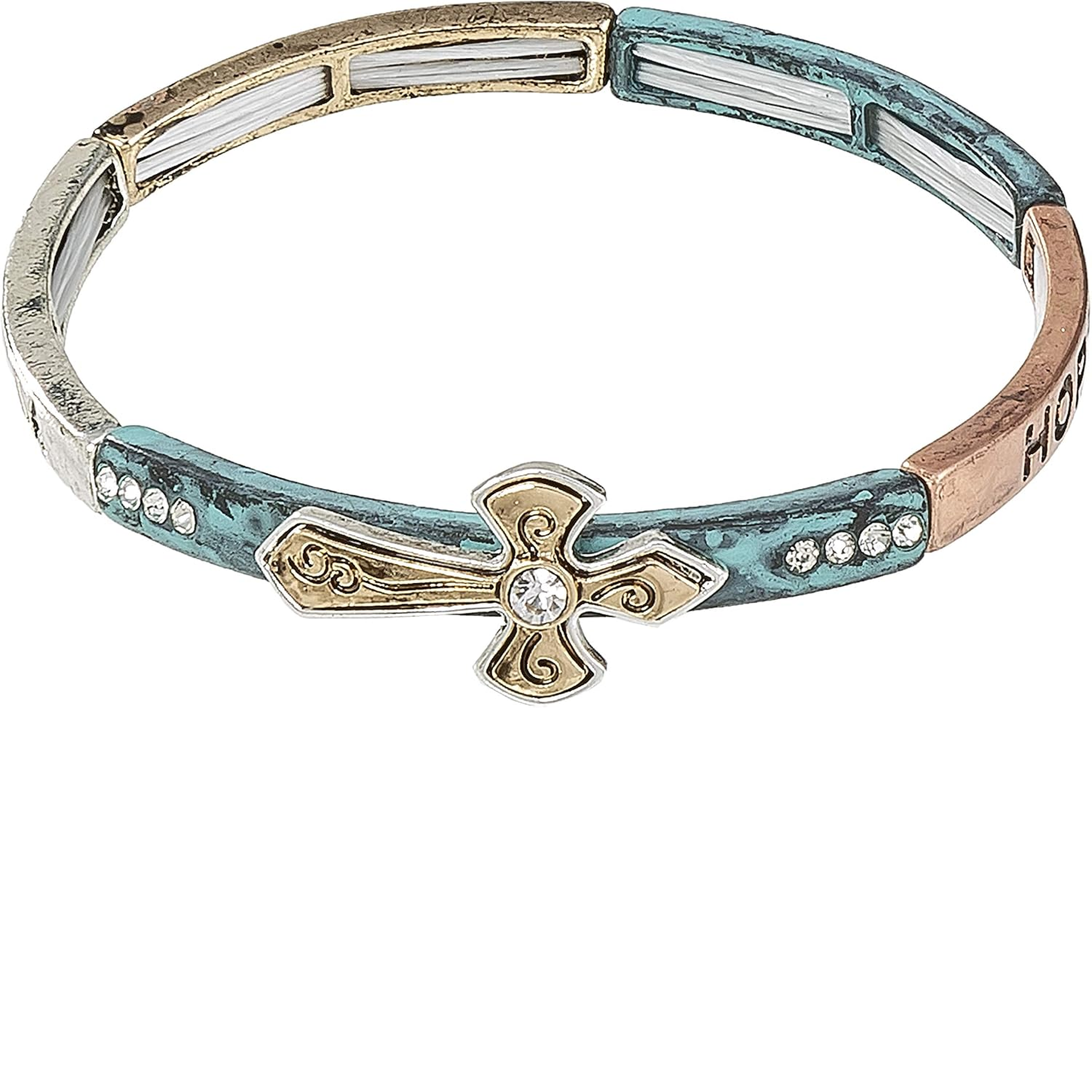 ✝ Religious Prayer Bracelet for Women – Heart Cross Faith Hope Christian Jewelry Gift for Mom Daughter Sister Friend