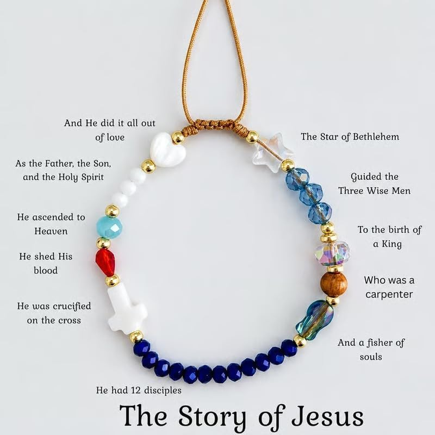 ✝ Handmade Story of Jesus Bracelet Adjustable Braided Beaded Christian Faith Cross Religious Jewelry Gift for Family Friends