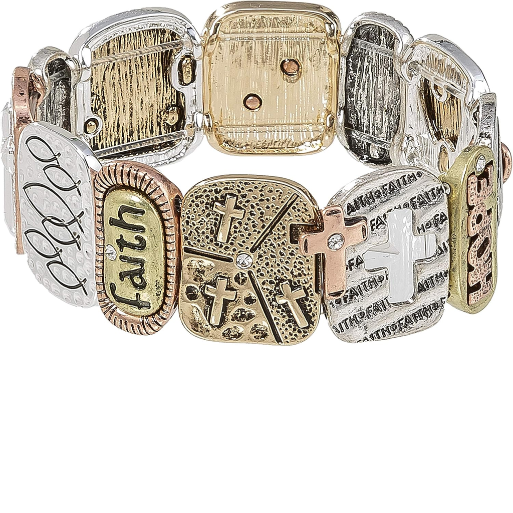 ✝ Religious Prayer Bracelet for Women – Heart Cross Faith Hope Christian Jewelry Gift for Mom Daughter Sister Friend