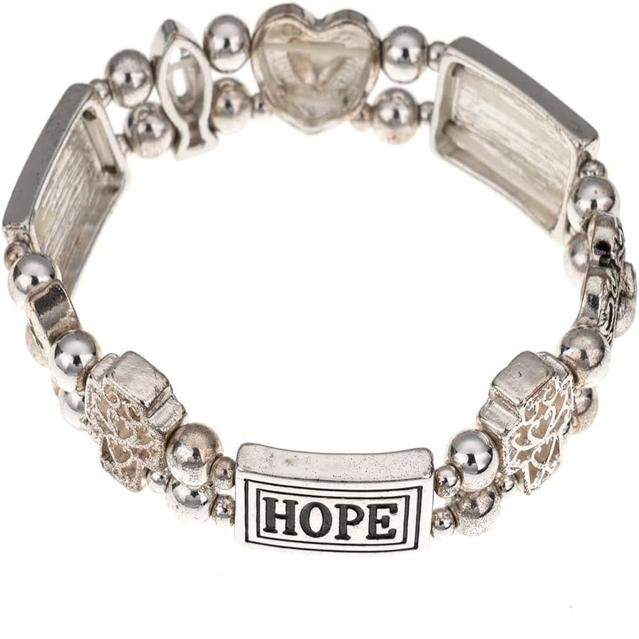 ✝ Religious Prayer Bracelet for Women – Heart Cross Faith Hope Christian Jewelry Gift for Mom Daughter Sister Friend