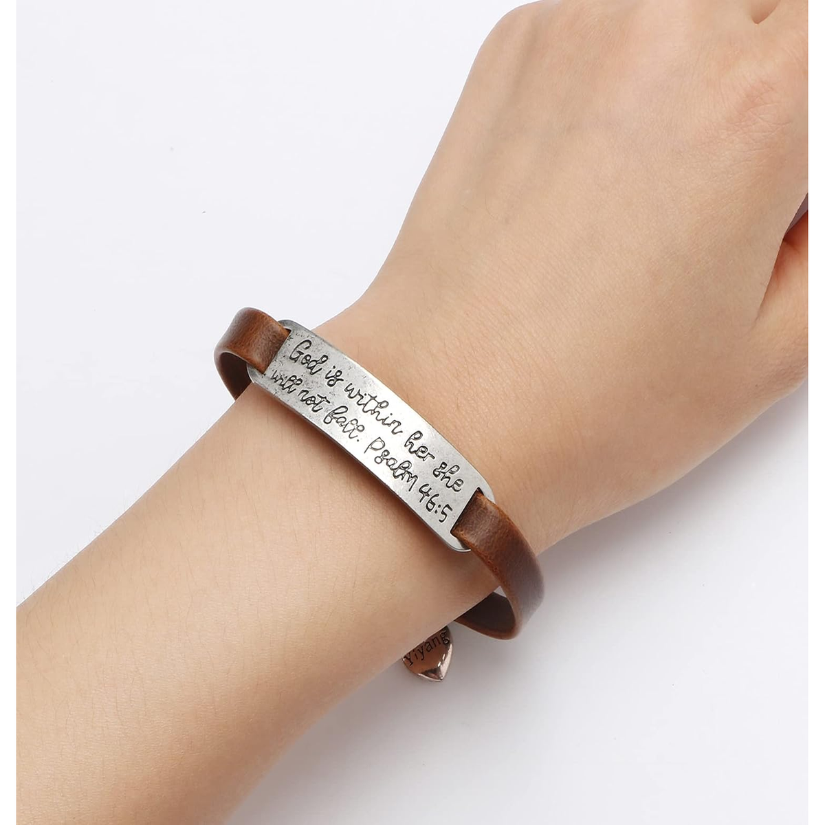 ✝ Women's Christian Leather Faith Bracelet Inspirational Bible Verse Jewelry Religious Gift for Baptism Christmas Birthday Daughter Sister Friend