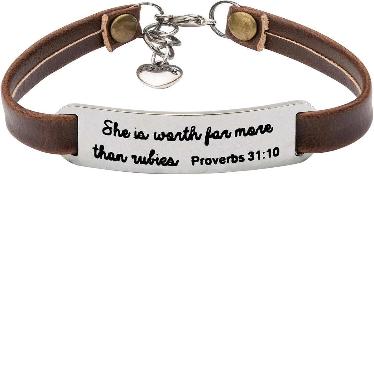 ✝ Women's Christian Leather Faith Bracelet Inspirational Bible Verse Jewelry Religious Gift for Baptism Christmas Birthday Daughter Sister Friend