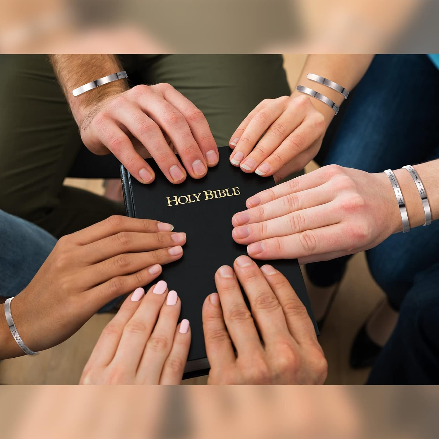 ✝ 12-Piece Christian Bible Verse Cuff Bracelet Set Stainless Steel Inspirational Scripture Jewelry Gifts for Women Baptism Confirmation