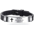 Men's Isaiah 41:10 Cross Leather Bracelet Stainless Steel Christian Bible Verse Faith Religious Jewelry Gift Women