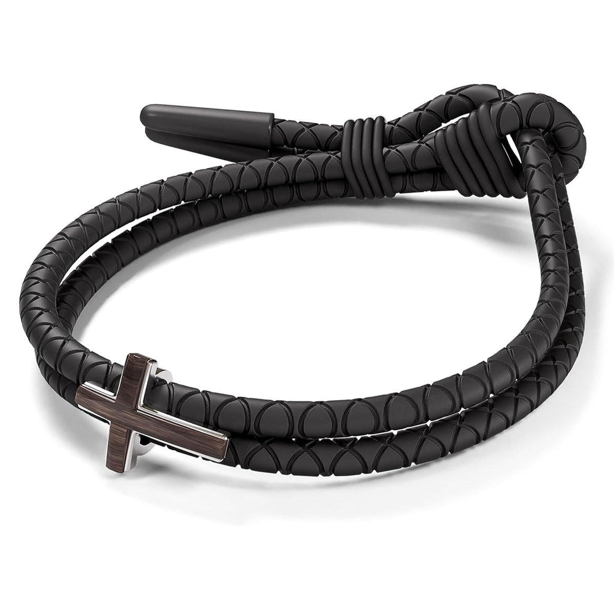 Men's Adjustable Silicone Christian Cross Bracelet Waterproof Sweatproof Religious Faith Jewelry Gift for Men