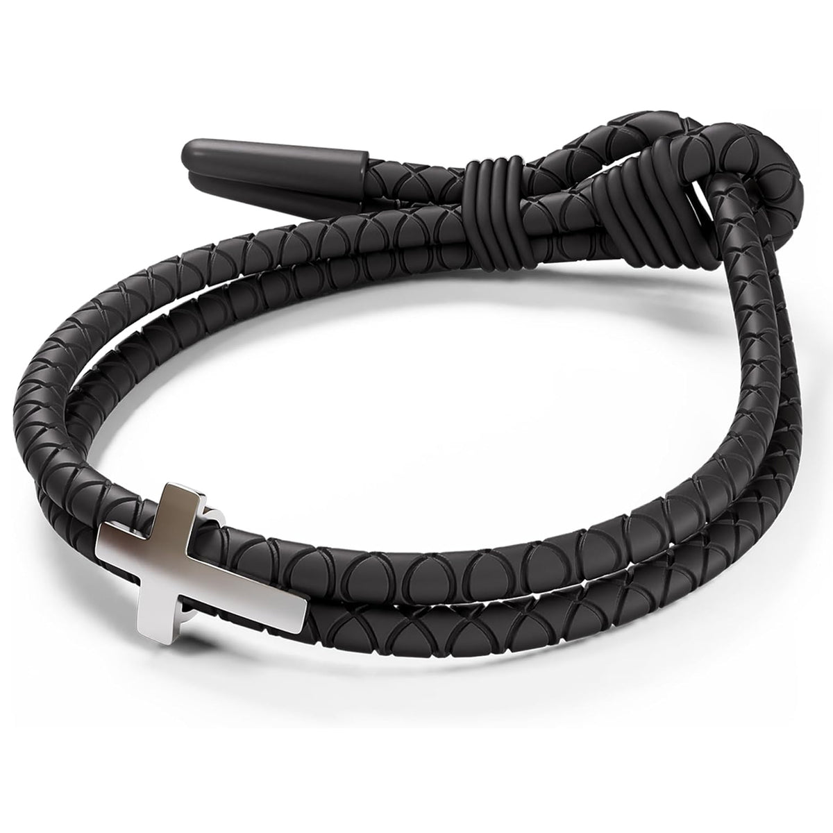 Men's Adjustable Silicone Christian Cross Bracelet Waterproof Sweatproof Religious Faith Jewelry Gift for Men