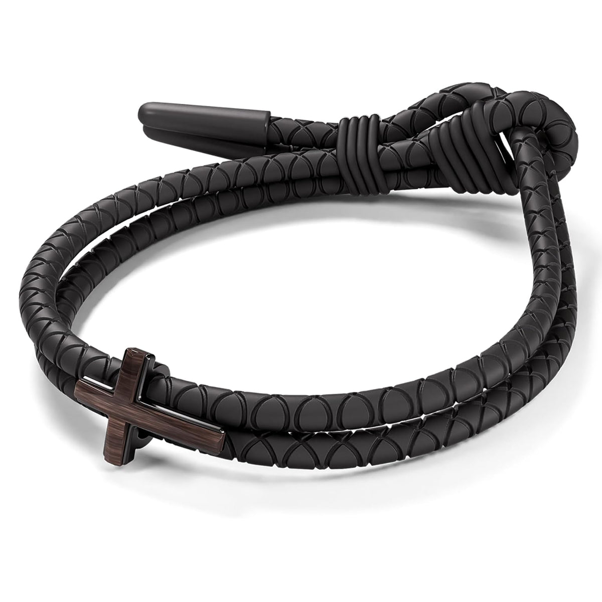 Men's Adjustable Silicone Christian Cross Bracelet Waterproof Sweatproof Religious Faith Jewelry Gift for Men