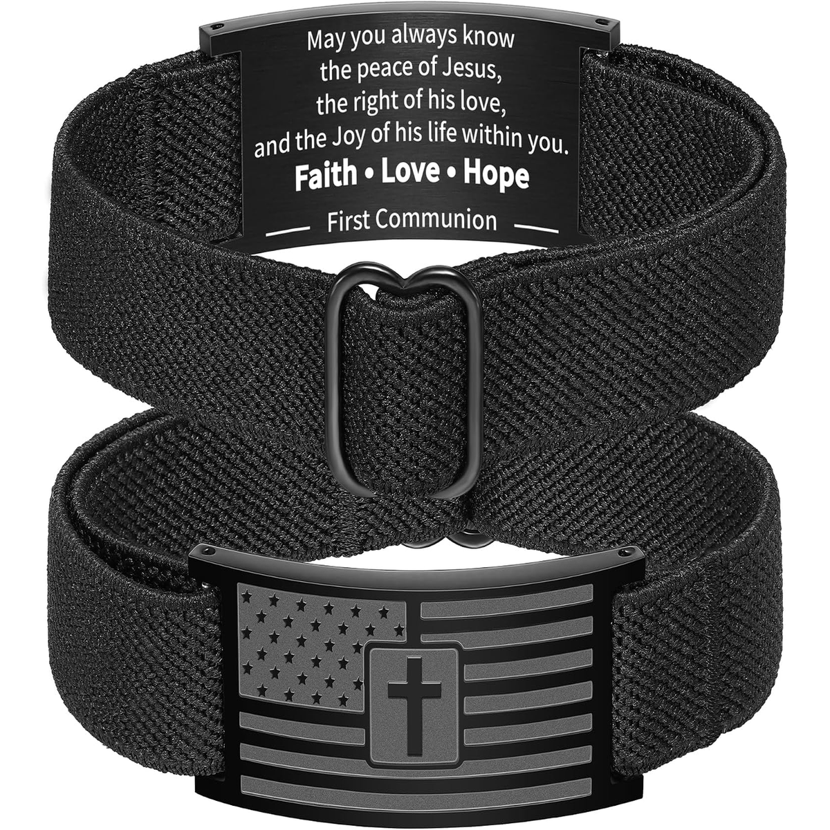✝ American Flag Cross Bracelet Bible Verse Christian Faith Patriotic Jewelry Gift for Men Boys