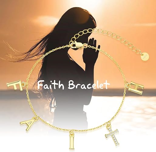Women's 925 Sterling Silver Cross Bracelet Cubic Zirconia Christian Faith Hope Inspirational Religious Jewelry Gift