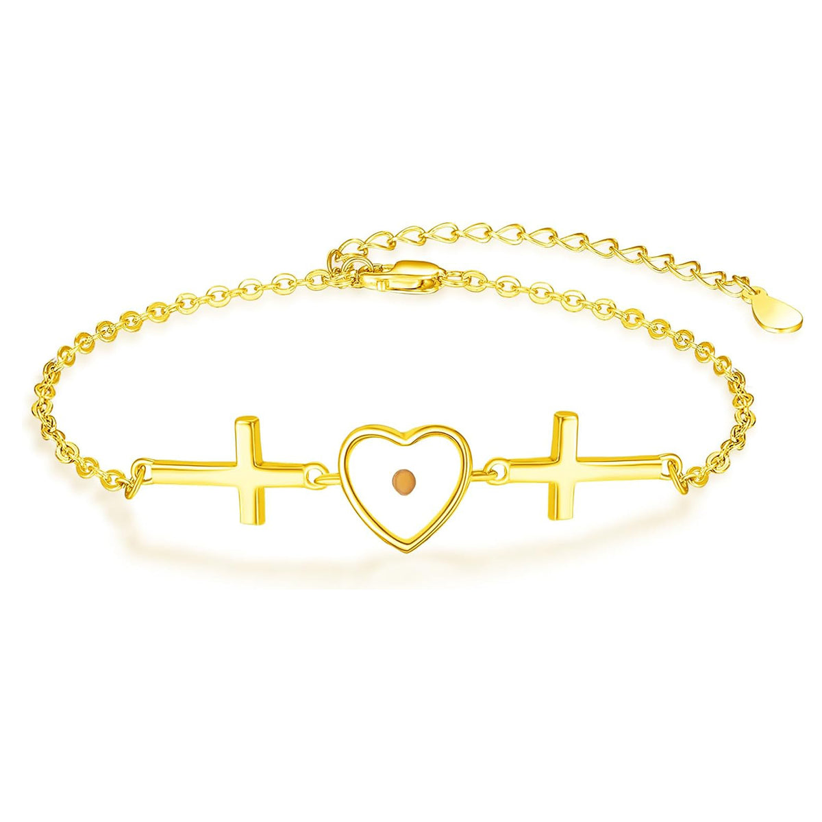 ✝ 925 Sterling Silver Mustard Seed Cross Bracelet for Women Christian Faith Religious Jewelry Gift