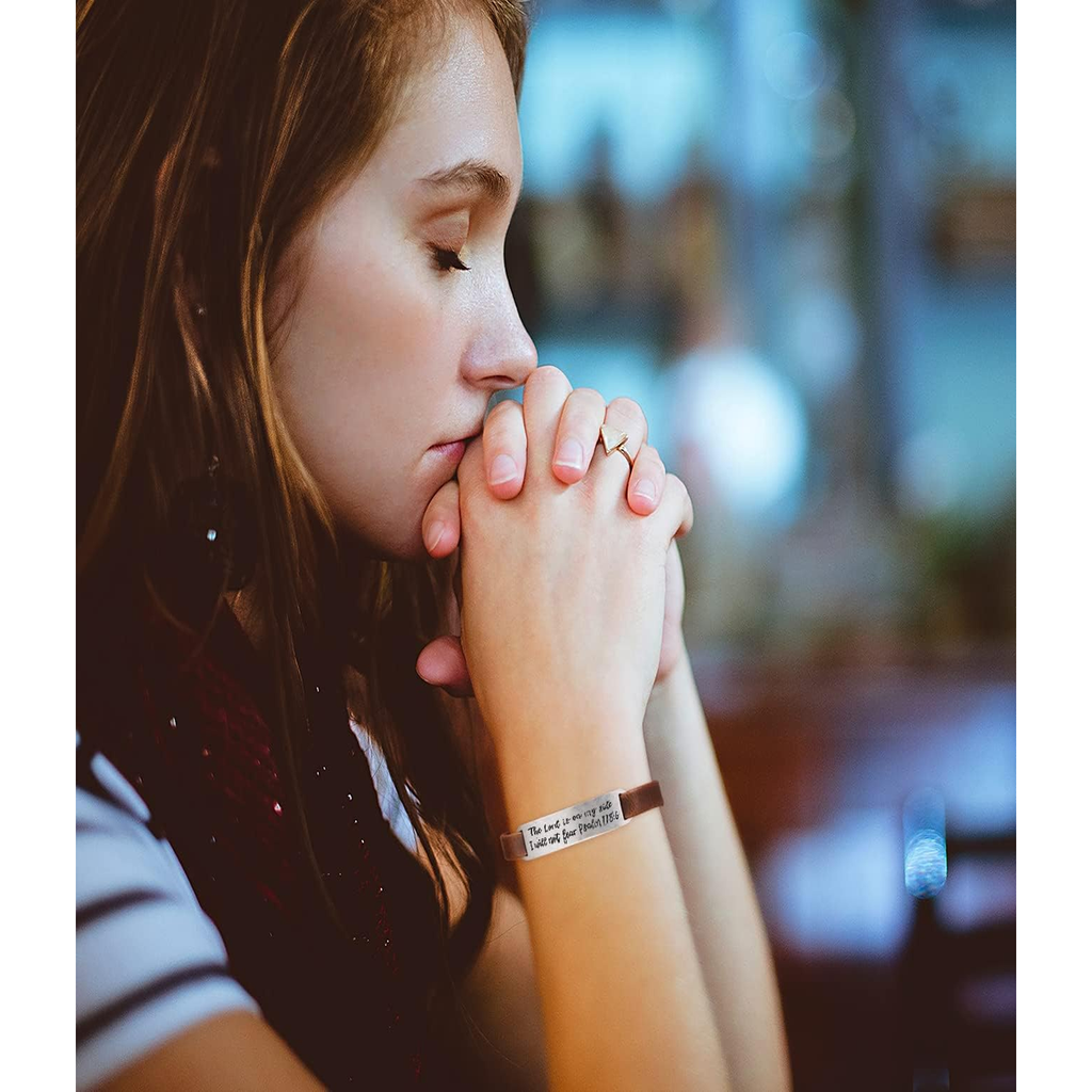 ✝ Women's Christian Leather Faith Bracelet Inspirational Bible Verse Jewelry Religious Gift for Baptism Christmas Birthday Daughter Sister Friend