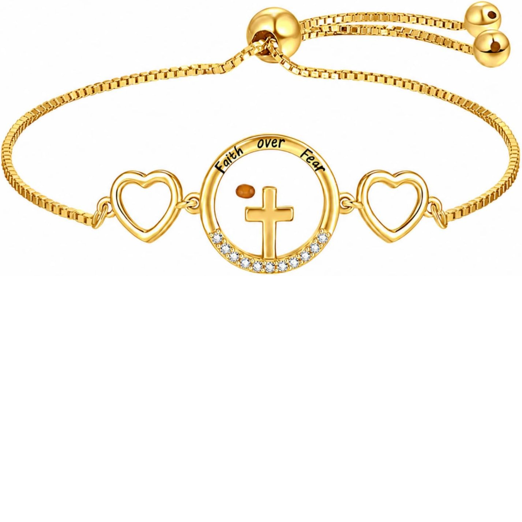 ✝ 14K Gold Mustard Seed Cross Bracelet for Women – Adjustable Faith Bracelet, Christian Religious Jewelry, Confirmation Baptism Gift for Mom Sister Friend