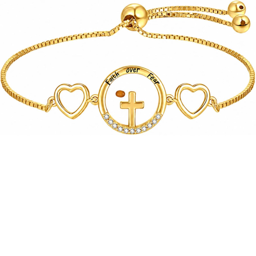 ✝ 14K Gold Mustard Seed Cross Bracelet for Women – Adjustable Faith Bracelet, Christian Religious Jewelry, Confirmation Baptism Gift for Mom Sister Friend