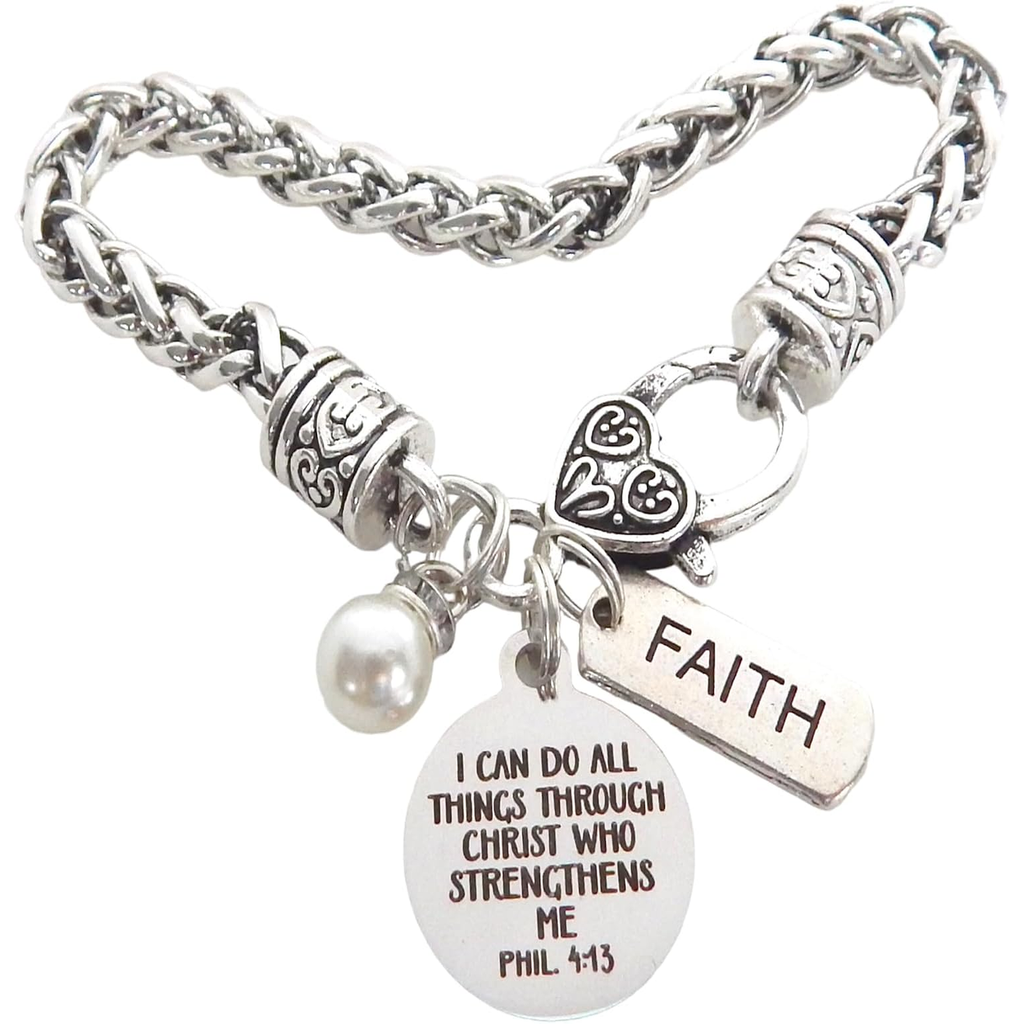 ✝ Women's Philippians 4:13 Bible Verse Bracelet Christian Faith Scripture Jewelry Inspirational Religious Gift for Women Friend