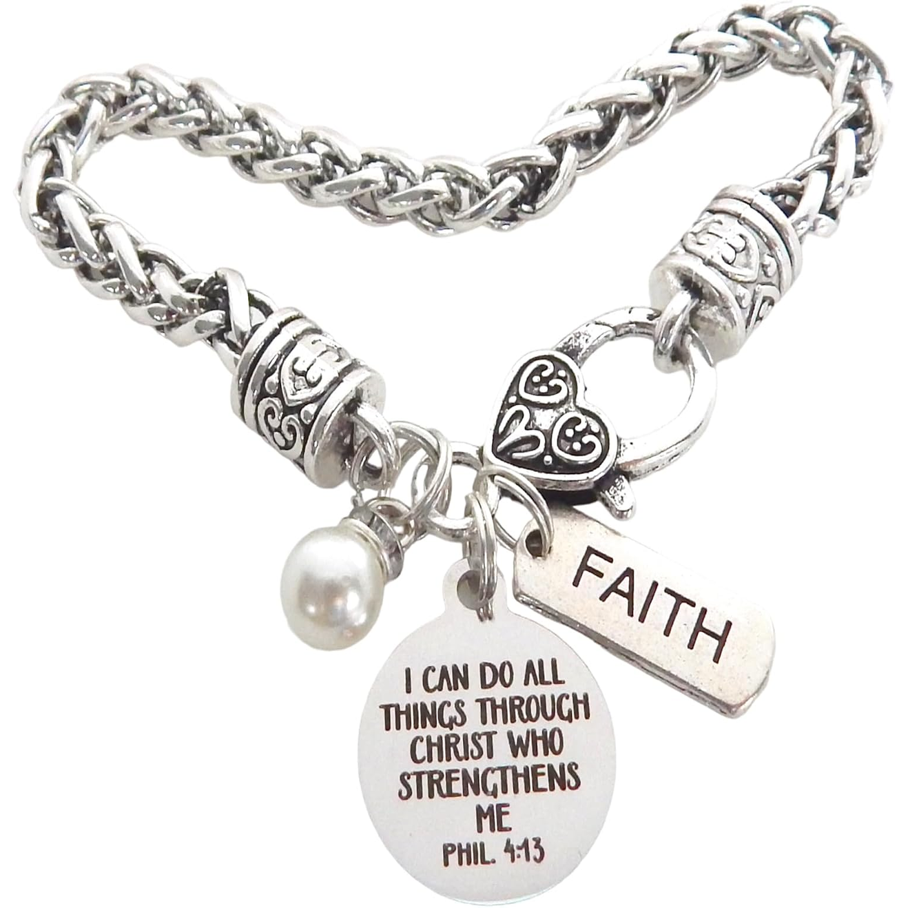 ✝ Women's Philippians 4:13 Bible Verse Bracelet Christian Faith Scripture Jewelry Inspirational Religious Gift for Women Friend