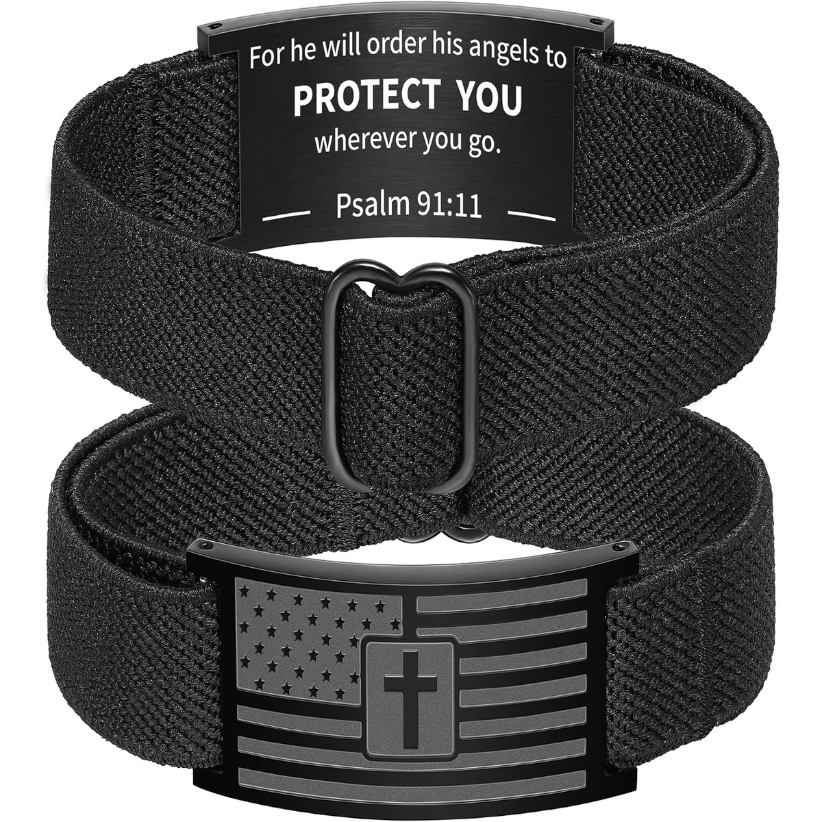 ✝ American Flag Cross Bracelet Bible Verse Christian Faith Patriotic Jewelry Gift for Men Boys