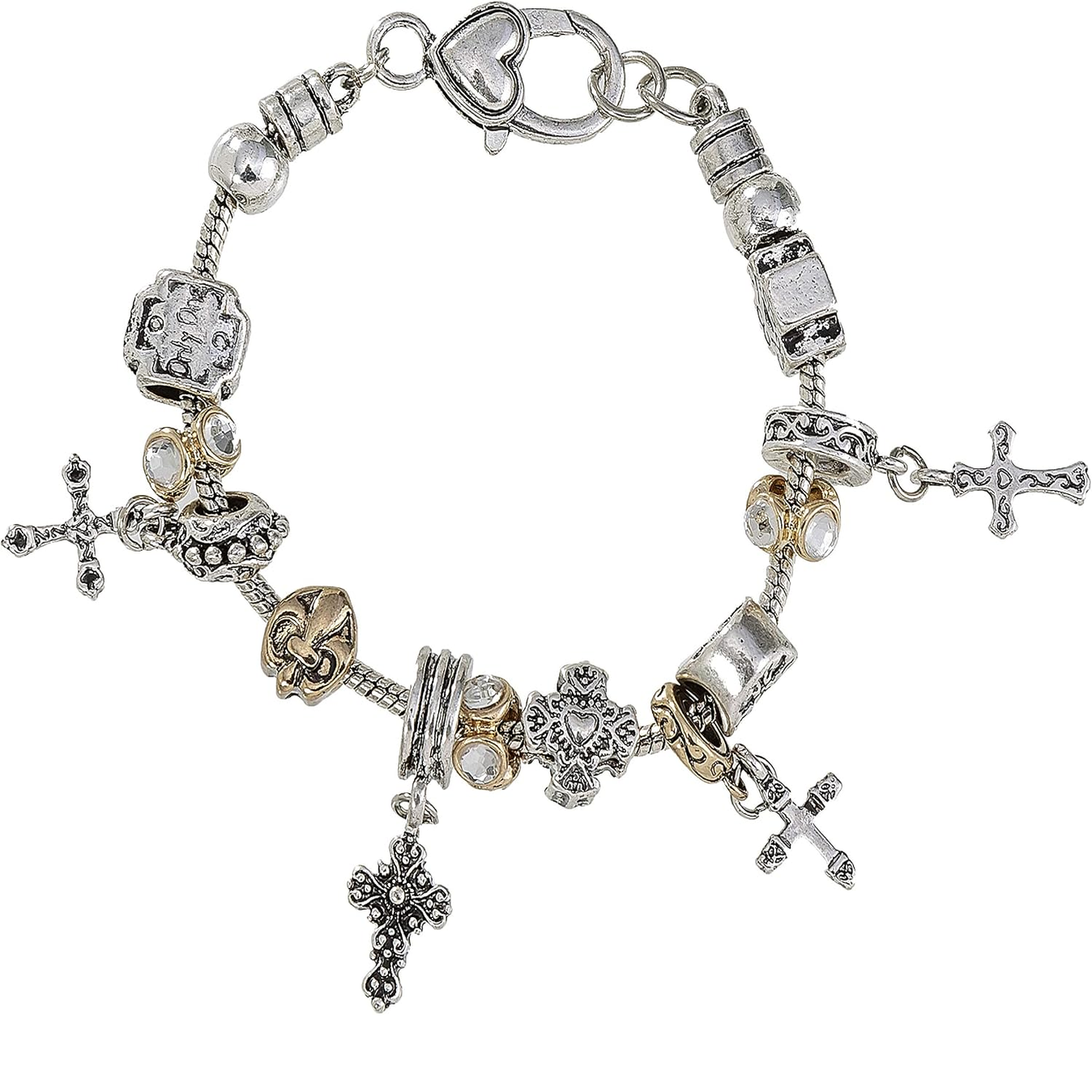 ✝ Religious Prayer Bracelet for Women – Heart Cross Faith Hope Christian Jewelry Gift for Mom Daughter Sister Friend