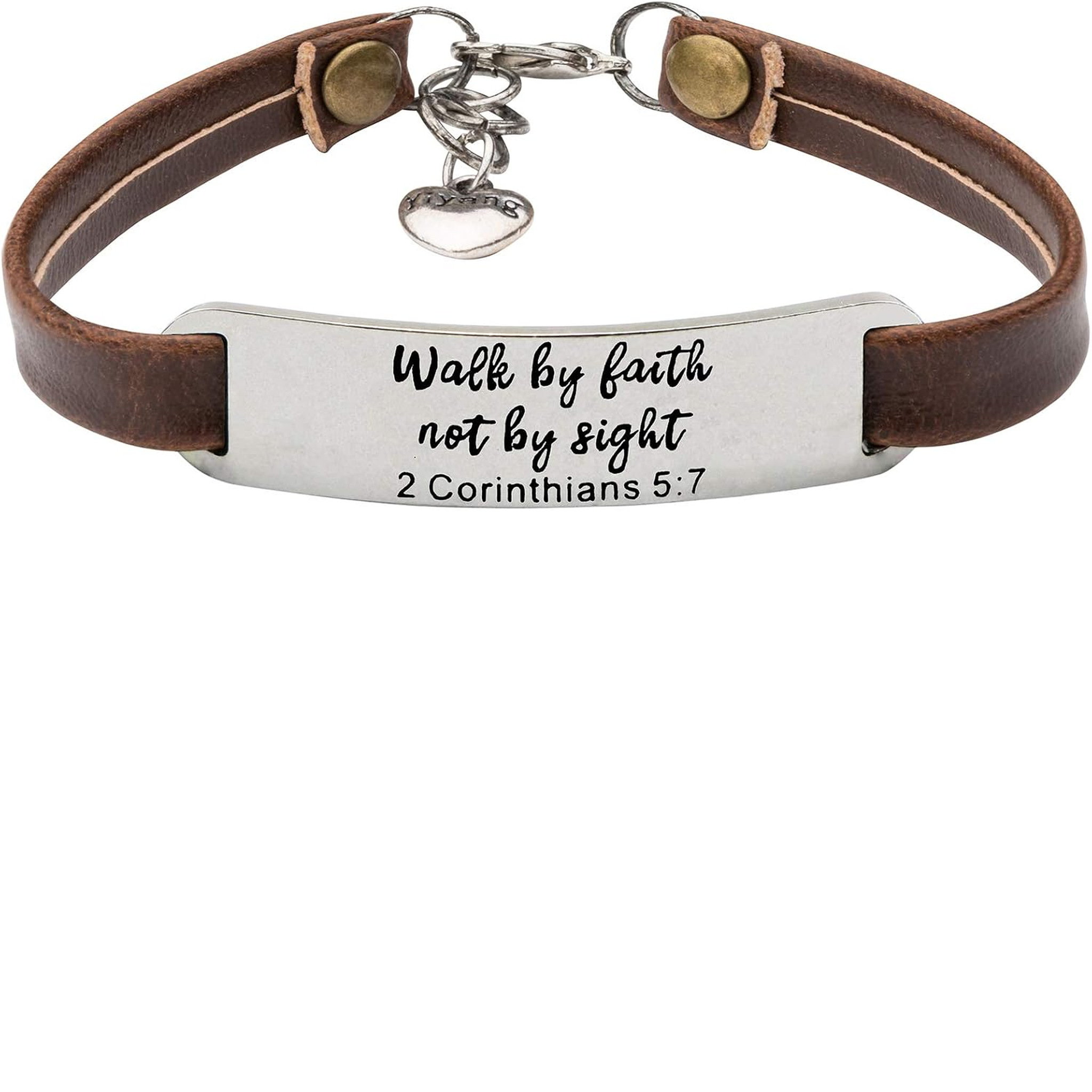 ✝ Women's Christian Leather Faith Bracelet Inspirational Bible Verse Jewelry Religious Gift for Baptism Christmas Birthday Daughter Sister Friend