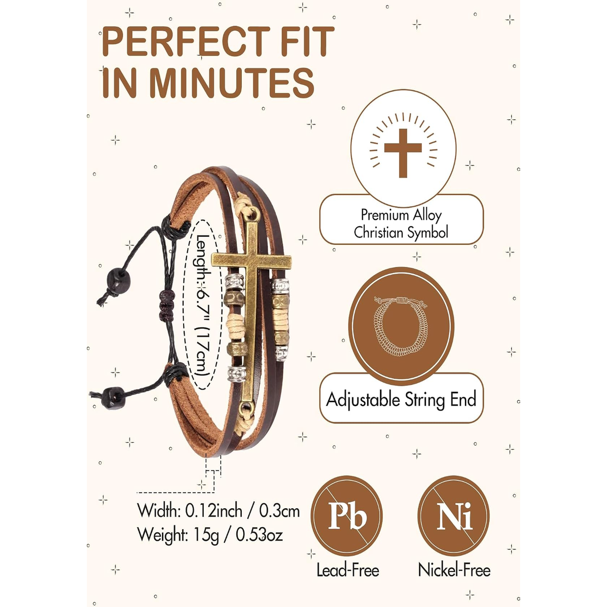 ✝ Women's Religious Cross Wrap Bracelet Multilayer Leather Christian Faith Jewelry Confirmation Gift for Daughter Friend Teen
