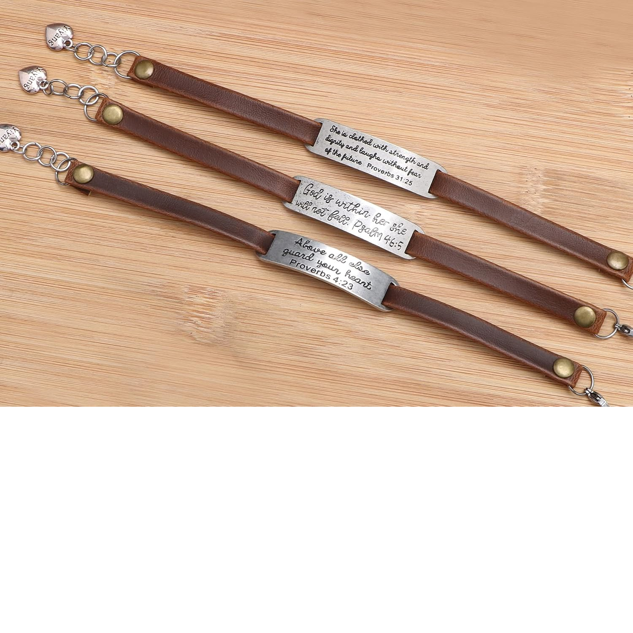 ✝ Women's Christian Leather Faith Bracelet Inspirational Bible Verse Jewelry Religious Gift for Baptism Christmas Birthday Daughter Sister Friend