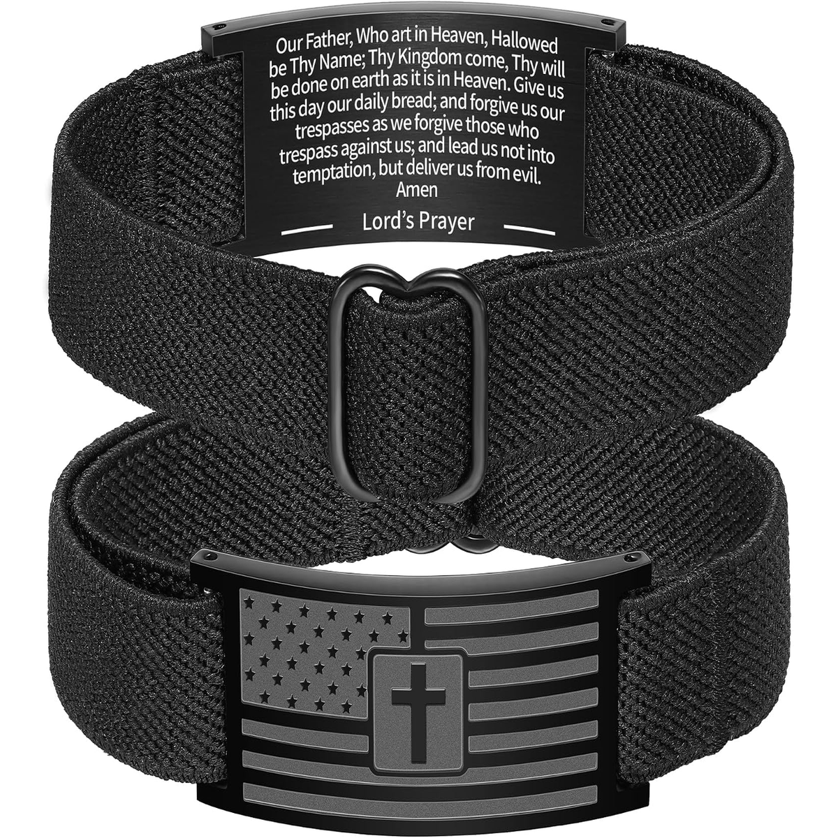 ✝ American Flag Cross Bracelet Bible Verse Christian Faith Patriotic Jewelry Gift for Men Boys