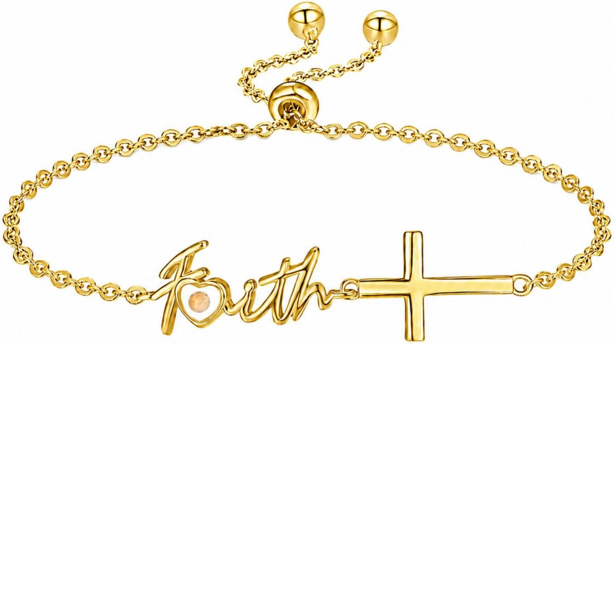 ✝ 14K Gold Mustard Seed Cross Bracelet for Women – Adjustable Faith Bracelet, Christian Religious Jewelry, Confirmation Baptism Gift for Mom Sister Friend