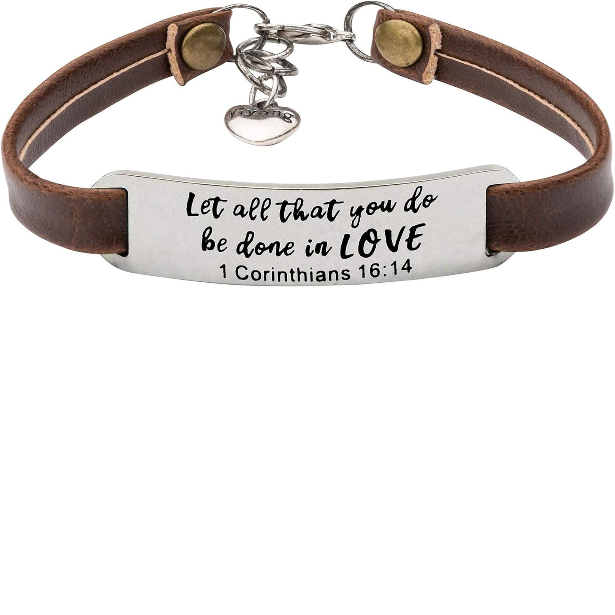 ✝ Women's Christian Leather Faith Bracelet Inspirational Bible Verse Jewelry Religious Gift for Baptism Christmas Birthday Daughter Sister Friend