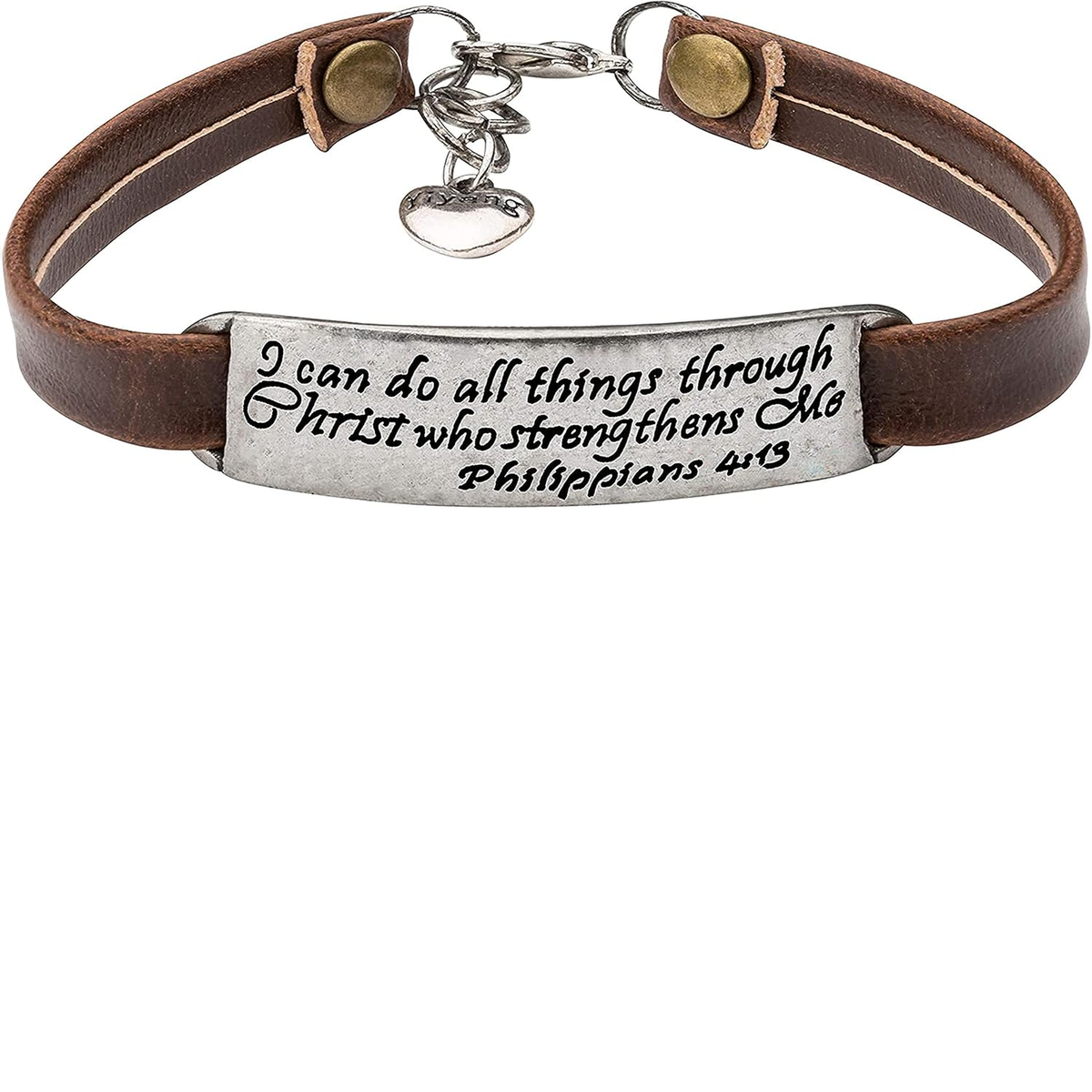 ✝ Women's Christian Leather Faith Bracelet Inspirational Bible Verse Jewelry Religious Gift for Baptism Christmas Birthday Daughter Sister Friend