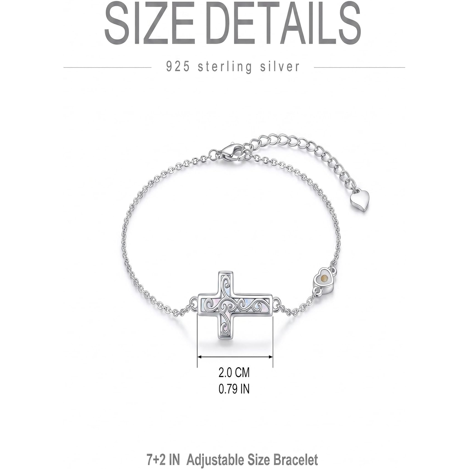 ✝ Women's Sterling Silver Cross Mustard Seed Bracelet Adjustable Christian Faith Religious Jewelry Gift for Mom Wife Sister Friend