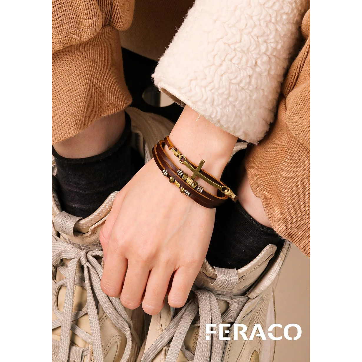 ✝ Women's Religious Cross Wrap Bracelet Multilayer Leather Christian Faith Jewelry Confirmation Gift for Daughter Friend Teen