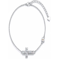 ✝ Women's Sterling Silver Cross Mustard Seed Bracelet Adjustable Christian Faith Religious Jewelry Gift for Mom Wife Sister Friend